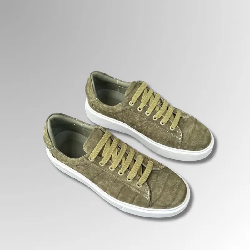 Crocodile Skin Suede Sneakers