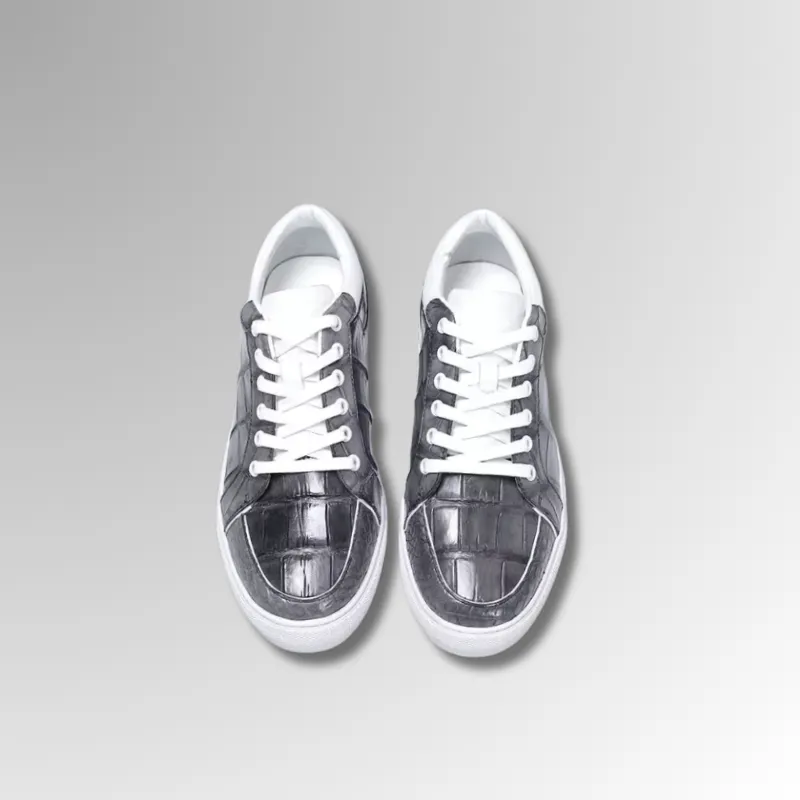 Silver Crocodile Skin Sneakers