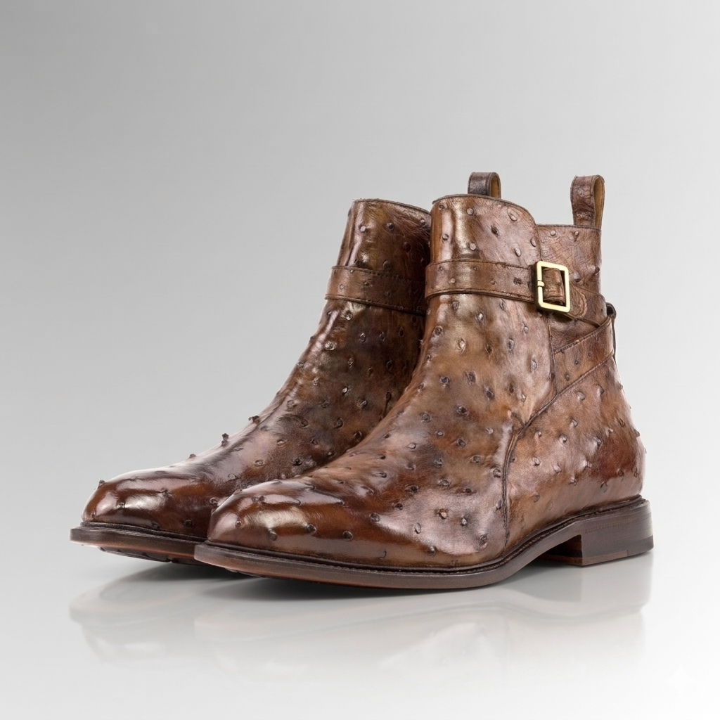 Ostrich Leather Jodhpur Boots Men’s Handcrafted Italian Luxury