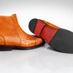 Ostrich Skin Ankle Boots