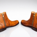 Ostrich Skin Ankle Boots