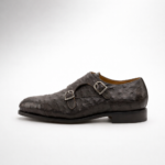 ostrich leather double monk