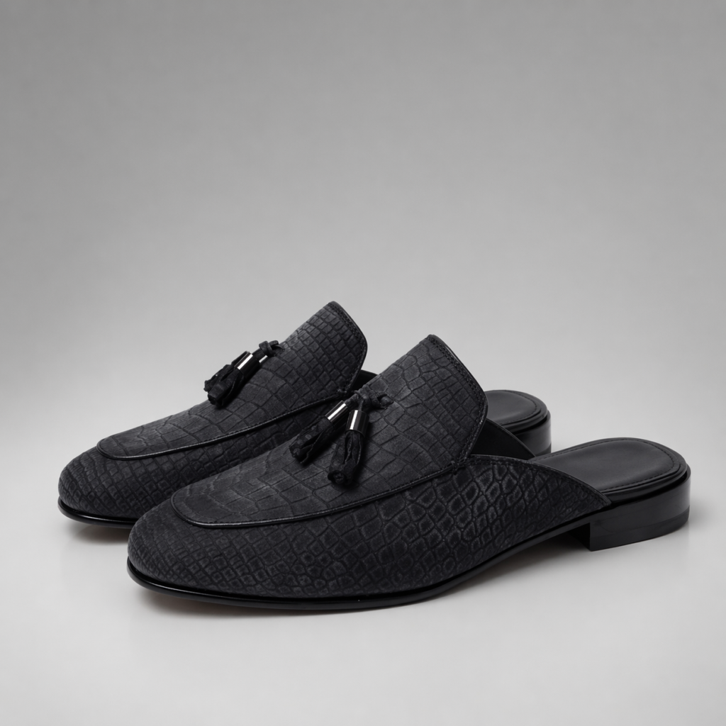 Nubuck Crocodile Mule | Luxury Italian Leather Slides
