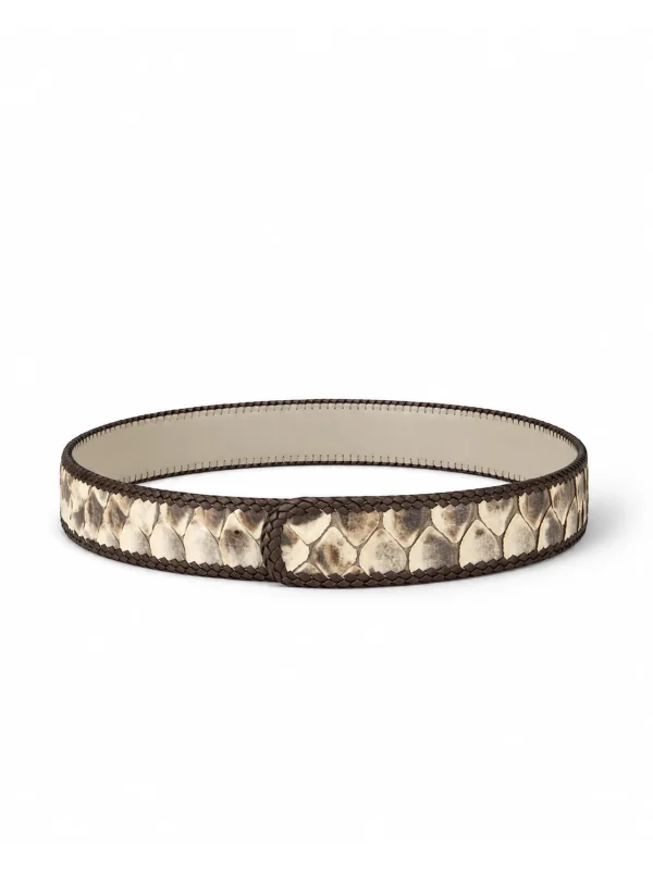 Beige Valentino Python Belt, coiled