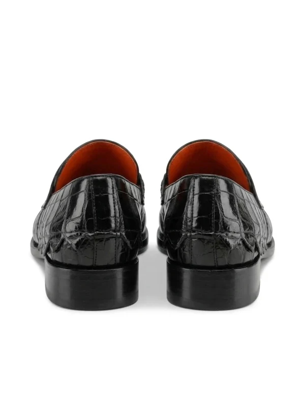 Black Aristano Crocodile Loafers, rear view