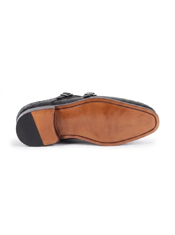 Black Bardolino Python Monk Strap Shoes, sole