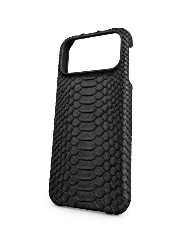 Black Bellagio Python iPhone Case, three-quarter view