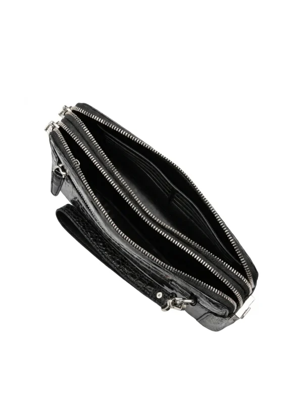 Black Bramshaw Crocodile Travel Clutch, rear view