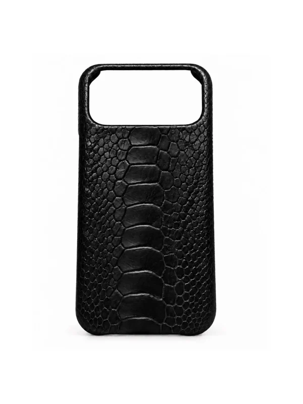 Black Dorchester Ostrich Foot iPhone Case, back view