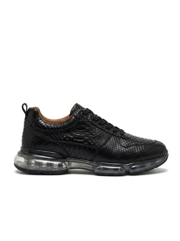 Black Lancaster Python Sneakers, side profile