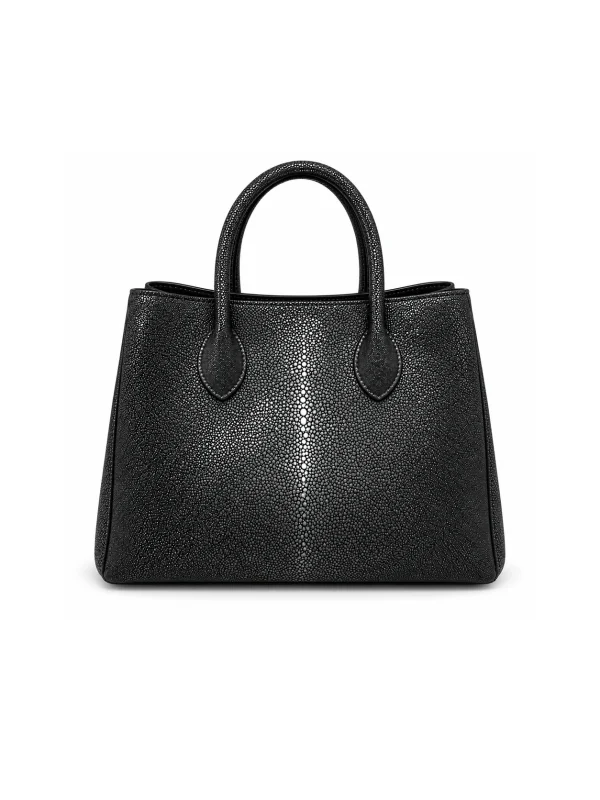 Black Murano Stingray Tote, three-quarter view
