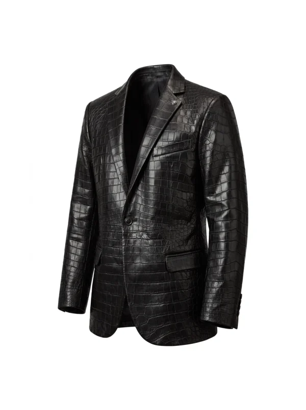 Black Navigli Crocodile Blazer, three-quarter view