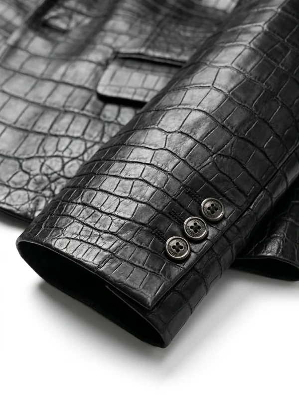 Black Navigli Crocodile Blazer, cuff detail