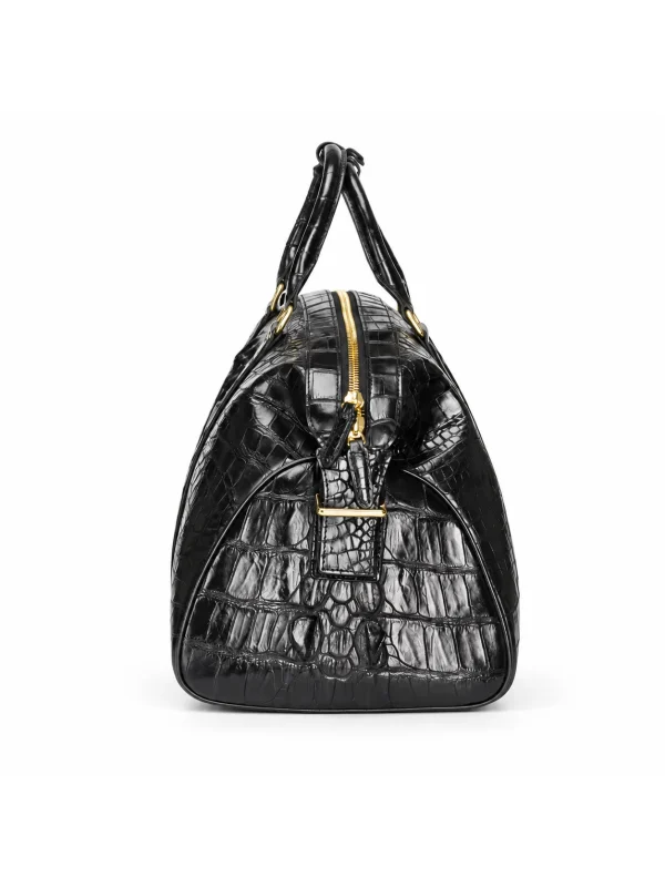 Black Ravenhurst Crocodile Duffle Bag, top view