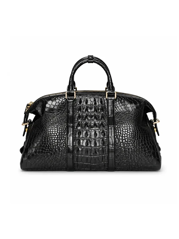 Black Ravenhurst Crocodile Duffle Bag, sole