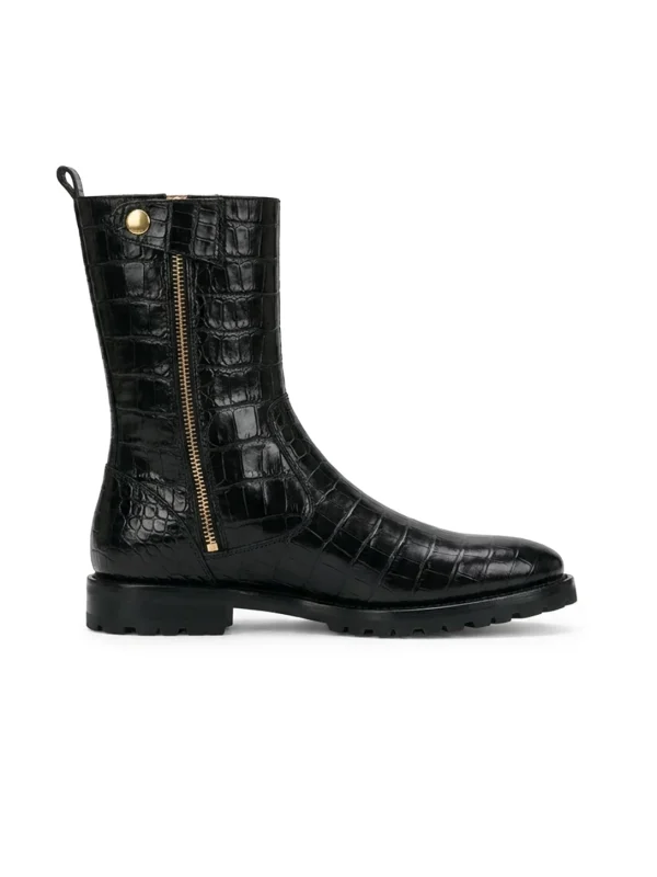 Black Sestriere Crocodile Boot, side profile