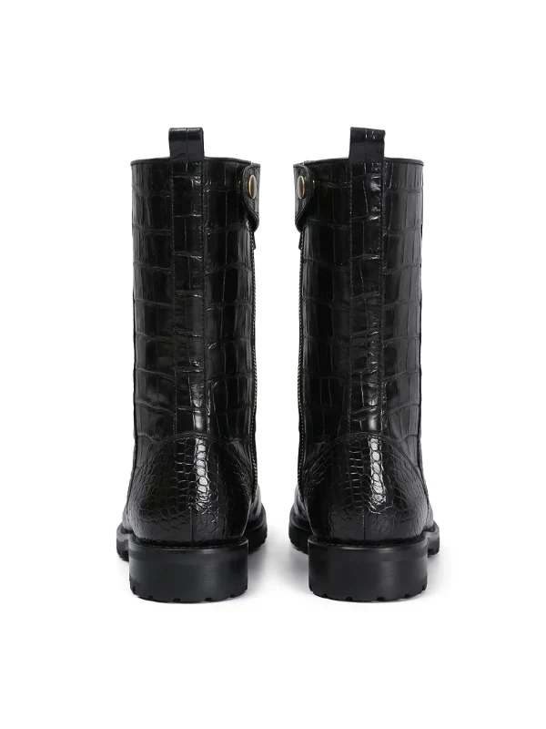 Black Sestriere Crocodile Boot, rear view