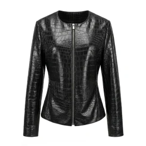 Solferino Crocodile Collarless Jacket
