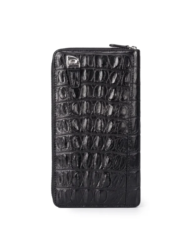 Black Spoleto Alligator Clutch Wallet, open interior