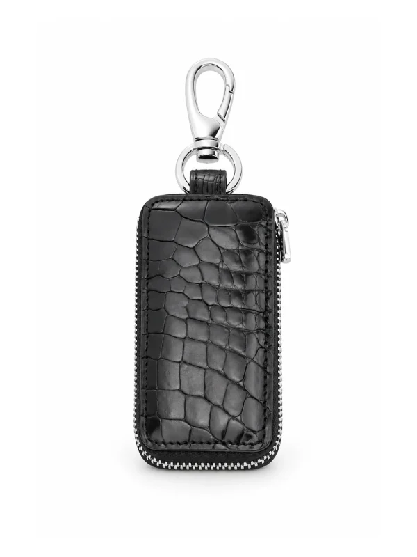 Black Spoleto Crocodile Key Case, front view