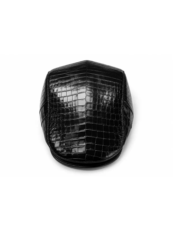 Black Tiverton Alligator Beret, side profile