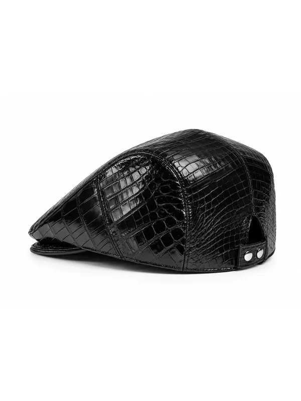 Black Tiverton Alligator Beret, rear view