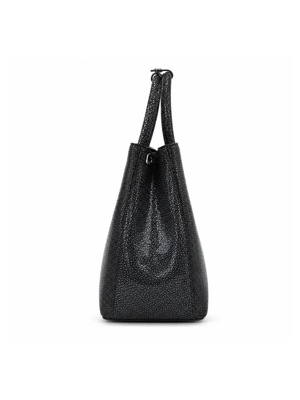 Black Tivoli Stingray Tote Bag, open interior