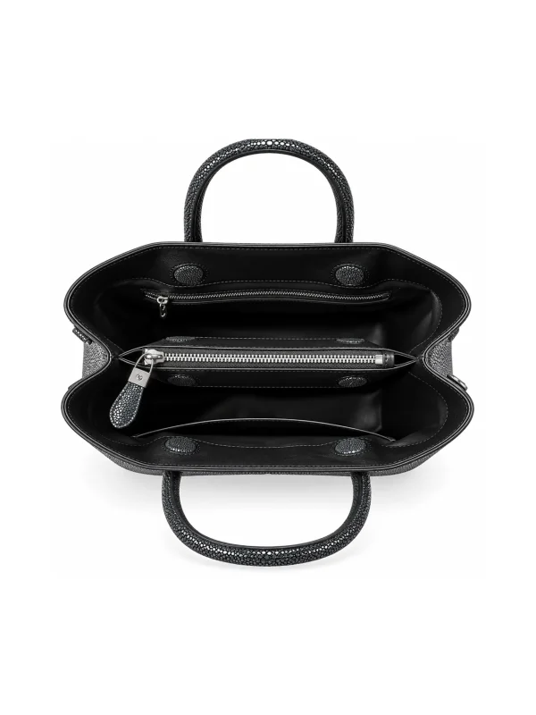 Black Tivoli Stingray Tote Bag, side profile