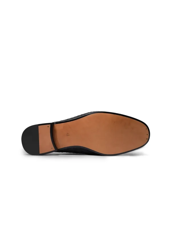 Black Valdano Nubuck Crocodile Mules, sole