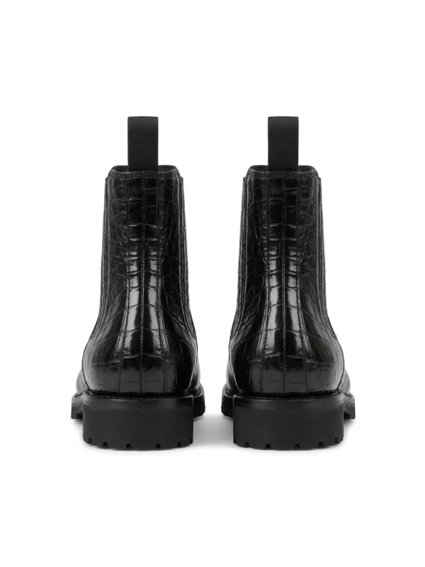 Black Valentino Alligator Chelsea Boots, rear view