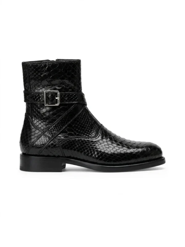 Black Vittoriosa Python Ankle Boots, side profile
