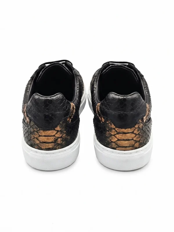 black with bronze Montferrat Python Sneakers, rear view