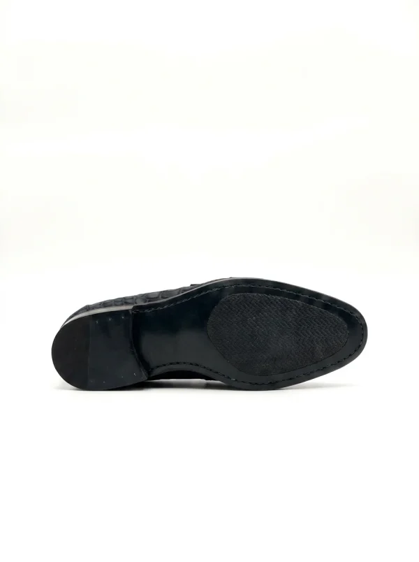 Blue Aristano Suede Crocodile Loafers, sole