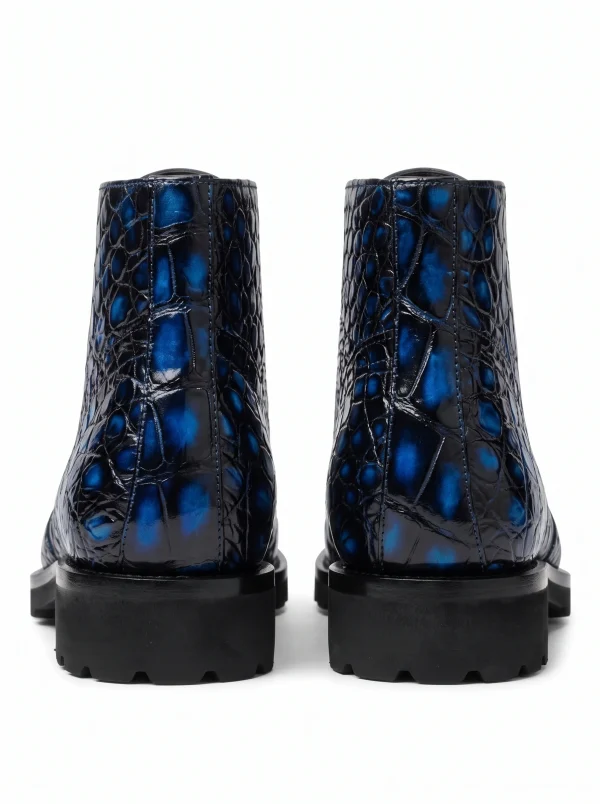 Blue Dorchester Crocodile Brogues, rear view