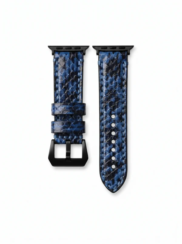 Blue Monforte Python Watch Strap, front and reverse