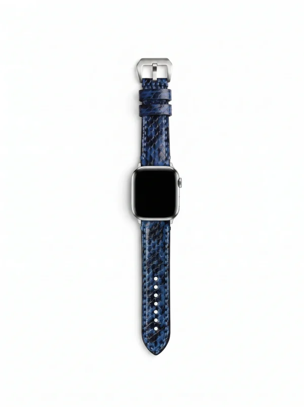Blue Monforte Python Watch Strap, on the watch