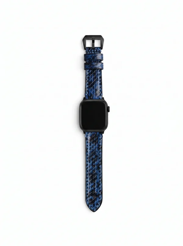 Blue Monforte Python Watch Strap, on the watch