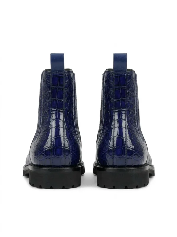 Blue Valentino Alligator Chelsea Boots, rear view