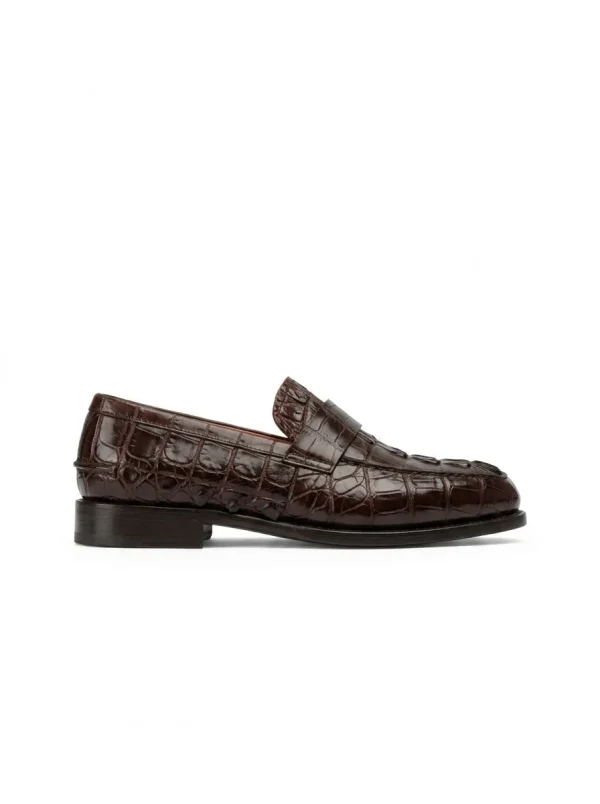 Brown Aristano Crocodile Loafers, side profile