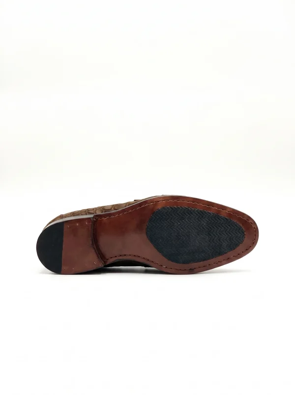 Brown Aristano Suede Crocodile Loafers, sole