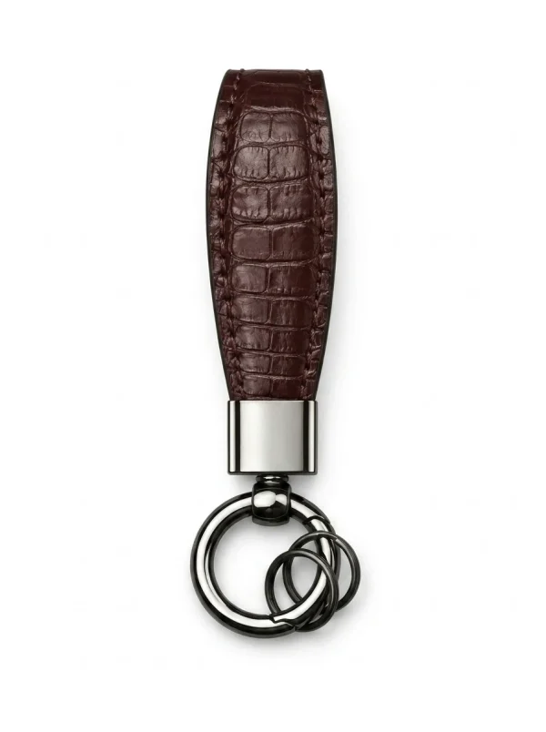 Brown Bardem Alligator Key Holder, coiled