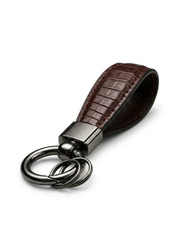 Brown Bardem Alligator Key Holder, draped
