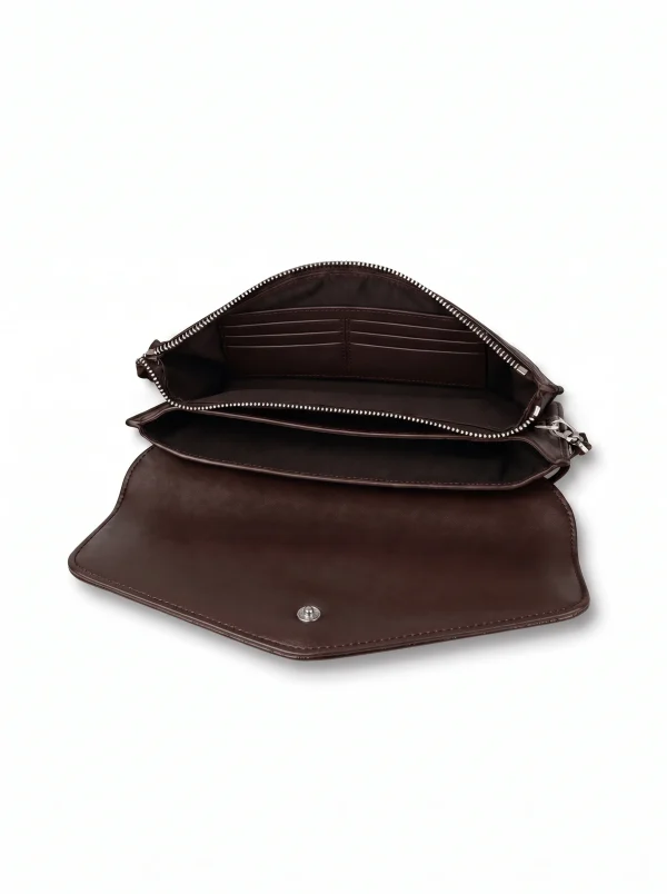Brown Brancaster Crocodile Envelope Clutch, rear view