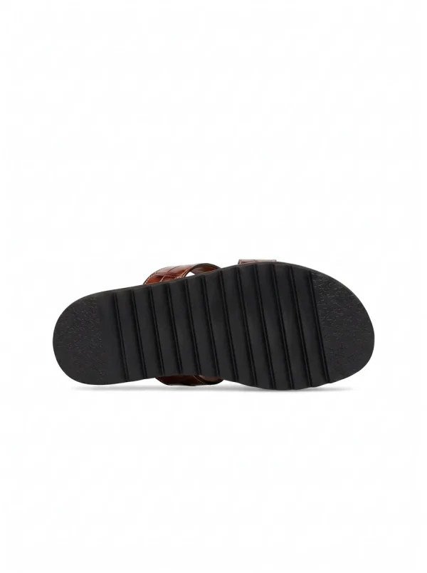 Brown Cavallone Alligator Slides, sole