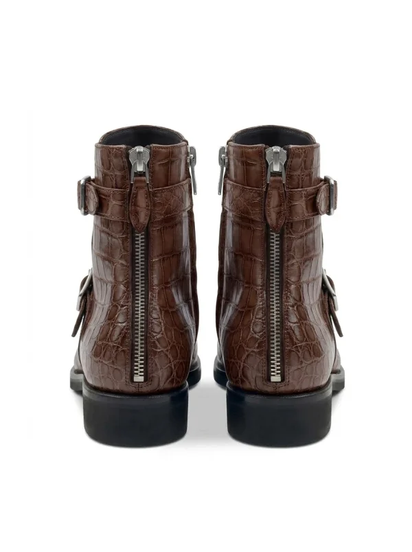 Brown Clarendon Alligator Ankle Boots, rear view