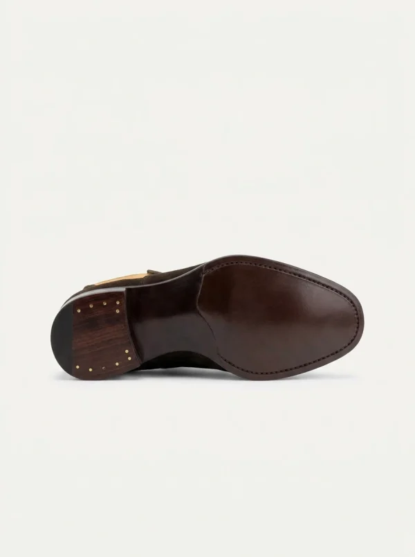 Brown Cortesi Nubuck Alligator Oxford Shoes, sole