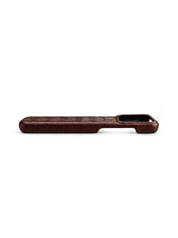 Brown Dorchester Ostrich Foot iPhone Case, side profile