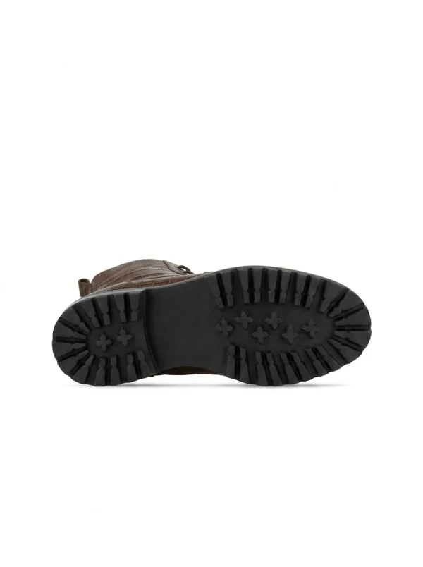 Brown Ebury Alligator Combat Boots, sole