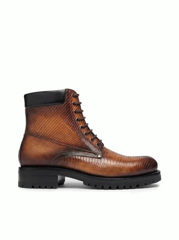 Brown Grosvenor Lizard Boots, side profile
