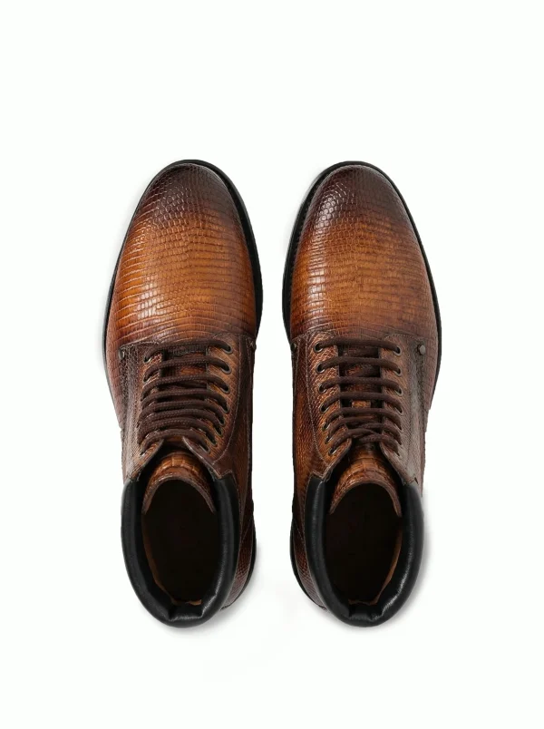 Brown Grosvenor Lizard Boots, top view